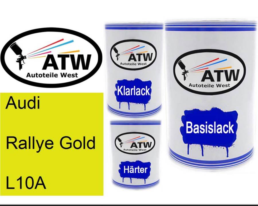 Audi, Rallye Gold, L10A: 500ml Lackdose + 500ml Klarlack + 250ml Härter - Set, von ATW Autoteile West.